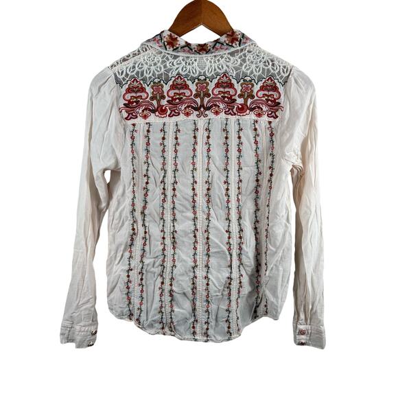 Anthropologie AKEMI + KIN Size S Bouillon Embroidered Floral Button up Shirt - Picture 2 of 10